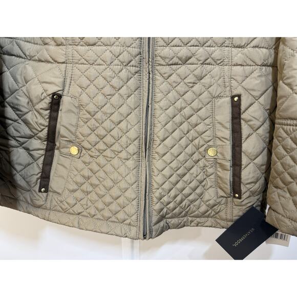 Weatherproof Quilted Jacket Women's 1X Hooded Vintage Khaki Full Zip NWT - Picture 3 of 11